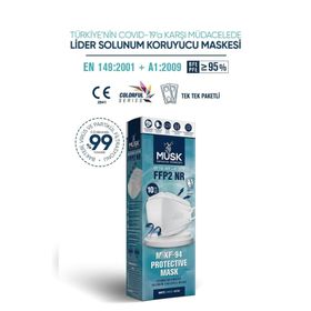 Musk KF94 Kore Tipi FFP2 Beyaz Maske