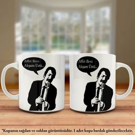 Müslüm Gürses Silüeti-Affet Beni Yazılı Tasarım Kupa Bardak