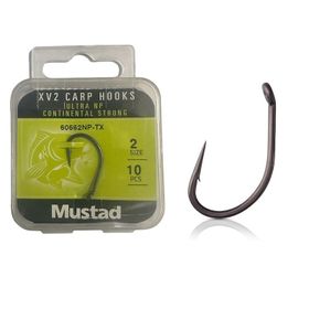 Mustad 60552NP Standart-No:2 - 10'lu Carp XV2 Continental Strong Olta İğnesi