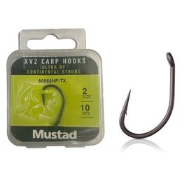 Mustad 60552NP Standart-No:2 - 10'lu Carp XV2 Continental Strong Olta İğnesi