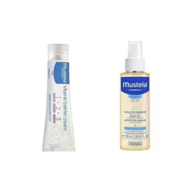 Mustela 100 ml Baby Massage Oil Nemlendirici ve Rahatlatıcı Bebek Yağı ve Mustela Vitamin Barrier 100 ml 1.2.3 Pişik Kremi