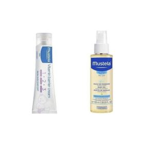 Mustela 100 ml Baby Massage Oil Nemlendirici ve Rahatlatıcı Bebek Yağı ve Mustela Vitamin Barrier 100 ml 1.2.3 Pişik Kremi