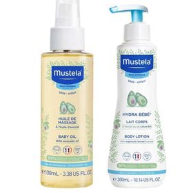 Mustela 100 ml Bebek Bakım Masaj Yağı + 300 ml Hydra Bebe Vücut Losyonu