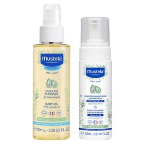 Mustela 100 ml Bebek Masaj Yağı + 150 ml Yenidoğan Köpük Şampuan