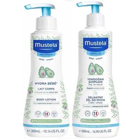Mustela 500 ml Yenidoğan Saç ve Vücut Şampuanı + 300 ml Hydra Bebek Vücut Losyonu