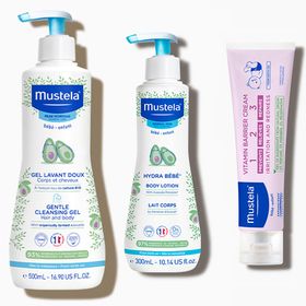 Mustela Gentle Cleansing Gel 500 ml Şampuan+Hydra Bebe Body Lotion 300 ml+1.2.3 50 ml Pişik Kremi