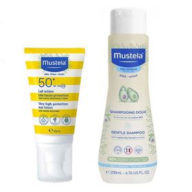 Mustela Gentle Papatya Özlü 200 ml Şampuan + Mustela Tüm Aile İçin SPF50+ 40 ml Güneş Losyonu