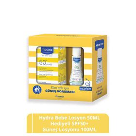 Mustela Hydra 50 ml Bebe Losyon + 100 ml SPF 50+ Tüm Cilt Tipleri Güneş Koruyucu