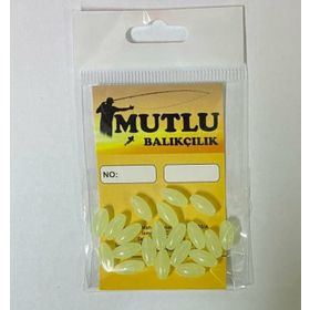 Mutlu 20'li Paket 6x12 mm Fosforlu Elips Boncuk