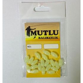 Mutlu 20'li Paket 6x12 mm Fosforlu Elips Boncuk