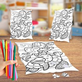 Mutlu Deniz Kızı Boyama Puzzle Tablo