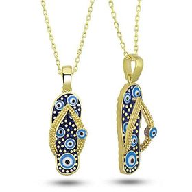 Mutlu Gold Nazar Parmak Arası Terlik Kadın Gümüş Kolye