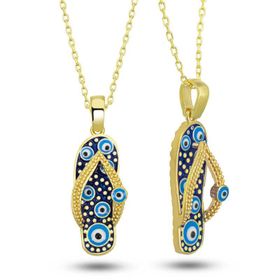 Mutlu Gold Nazar Parmak Arası Terlik Kadın Gümüş Kolye