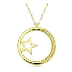 Mutlu Gold Yıldız Detaylı Halka Kadın Gümüş Kolye
