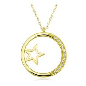 Mutlu Gold Yıldız Detaylı Halka Kadın Gümüş Kolye