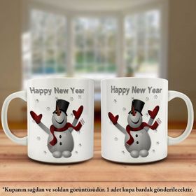 Mutlu Yıllar 2019 Yeni Yıl Kardan Adam Tasarımlı Kupa Bardak