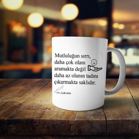 Mutluluğun Sırrı Sokrates Baskılı Kupa