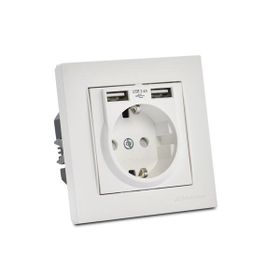 Mutlusan 2220 619 0201 Rita 2'li Beyaz USB Topraklı Priz