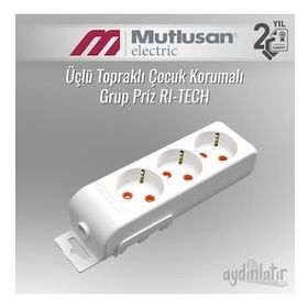 Mutlusan Ri-Tech 6'lı 3 m Topraklı Grup Priz