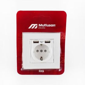 Mutlusan Rita Beyaz İkili Usb Topraklı Priz