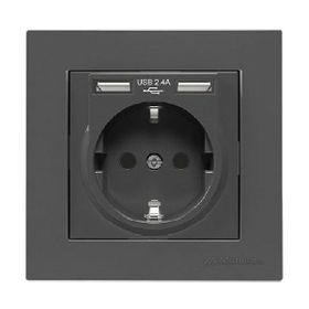 Mutlusan Rita Füme Çerçeveli Ikili Usb'li Topraklı Priz