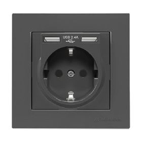 Mutlusan Rita Füme Çerçeveli Ikili Usb'li Topraklı Priz