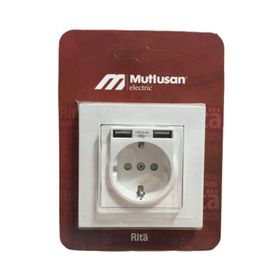 Mutlusan Rita Siyah 2'li Usb Topraklı Priz