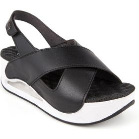 Muya Orthopedix Siyah Beyaz Assos Anatomik Air Max Tabanlı Cırtlı Kadın Sandalet