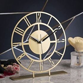 Muyika MYK1303-3 Bunnela Metal Gold Eskitme 25x23 cm Masa Üstü Saati
