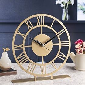Muyika MYK1313 Romental Gold Eskitme 25x23 cm Metal Masa Üstü Saati