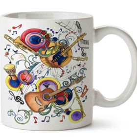 Müzik Enstrüman Music Gitar Darbuka Klarnet Baskılı Kupa