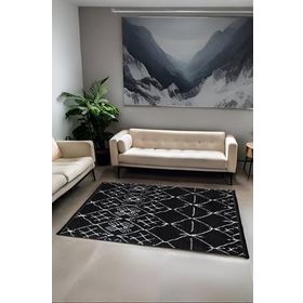 My Evilla 80x150 cm Modern Dekoratif Siyah Beyaz İskandinav Halı