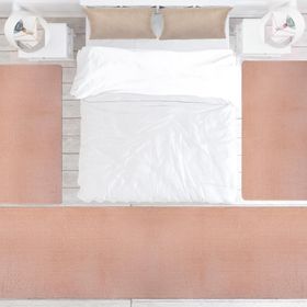 My Evilla Modern Dekoratif Halı Jel Kaymaz Taban Pembe Yatak Odası Halı Seti