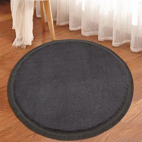 My Evilla Modern Dekoratif Jel Kaymaz Taban Peluş Yuvarlak Model Antrasit Renk Saçaklı Halı