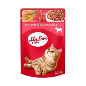 My Love 12x100 gr Jöle İçinde Dana Etli ve Sebzeli Yetişkin Kedi Konservesi