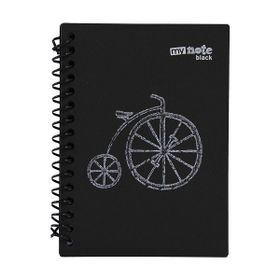 My Note Black Bisiklet Desenli A6 60 Siyah Yaprak Çizgisiz Spiralli Defter