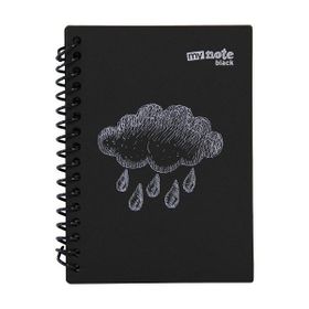 My Note Black Bulut Desenli A6 60 Siyah Yaprak Çizgisiz Spiralli Defter