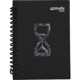 My Note Black Kum Saati Desenli A6 60 Siyah Yaprak Çizgisiz Spiralli Defter