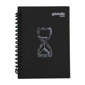 My Note Black Kum Saati Desenli A6 60 Siyah Yaprak Çizgisiz Spiralli Defter