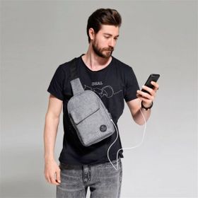 My Valice 1505 Gri Smart Bag Usbli Çapraz Göğüs Çantası