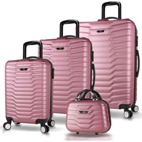 My Valice Croc Rose Gold ABS Kabin Orta Büyük ve Makyaj Boy 4'lü Travel Valiz Seti