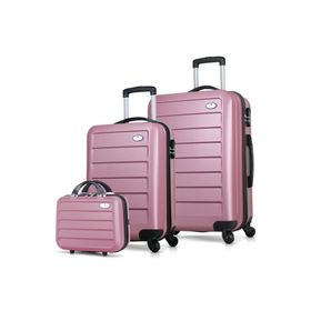 My Valice MV8565 Rose Gold Ruby Abs Kabin Orta Ve Makyaj Boy 3'lü Valiz Seti