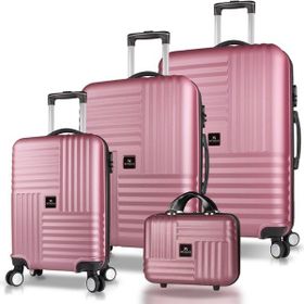 My Valice Puzzle Rose Gold ABS Kabin Orta Büyük ve Makyaj Boy 4'lü Travel Valiz Seti
