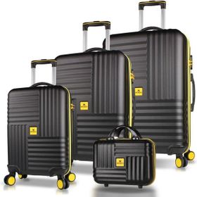 My Valice Puzzle Siyah ABS Kabin Orta Büyük ve Makyaj Boy 4'lü Travel Valiz Seti