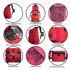 My Valice Smart Bag Specta Usb Şarj Girişli Akıllı Siyah Sırt Çantası