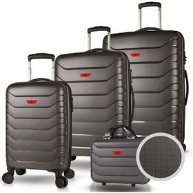 My Valice Solid PP Antrasit Polipropilen Kabin Orta Büyük ve Makyaj Boy 4'lü Kırılmaz Travel Valiz Seti