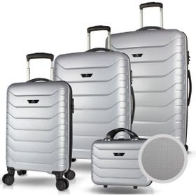 My Valice Solid PP Gümüş Gri Polipropilen Kabin Orta Büyük ve Makyaj Boy 4'lü Kırılmaz Travel Valiz Seti
