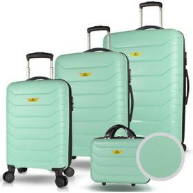 My Valice Solid PP Mint Yeşili Polipropilen Kabin Orta Büyük ve Makyaj Boy 4'lü Kırılmaz Travel Valiz Seti