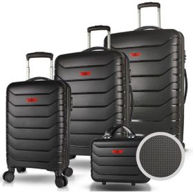 My Valice Solid PP Siyah Polipropilen Kabin Orta Büyük ve Makyaj Boy 4'lü Kırılmaz Travel Valiz Seti