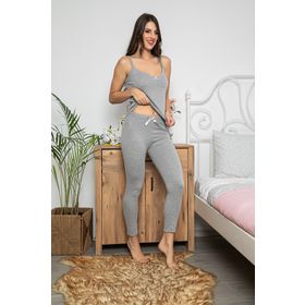 MyBen 75009 Gri Kadın Pijama Takımı